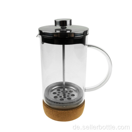 600 ml French-Press-Kaffeemaschine aus Glas mit Korkboden